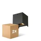 Pacco doppio D'Lite LED Luce Da Parete Elingen Aluminium Nero 4.9W 290lm - 830 Luce Calda -  | Sensore Di Movimento